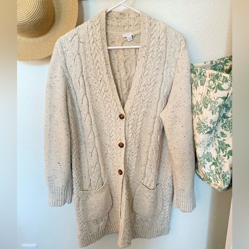 J.Jill cream cable knit tunic sweater (no wool) size L